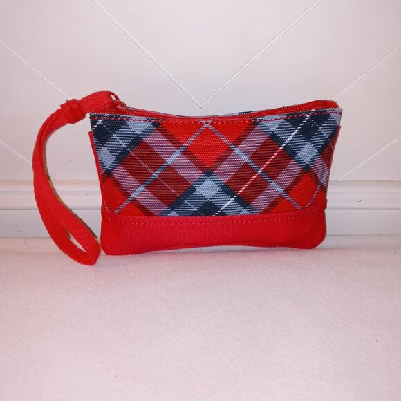 Lands End Plaid Canvas Wristlet/Wallet - Picture 2 of 5